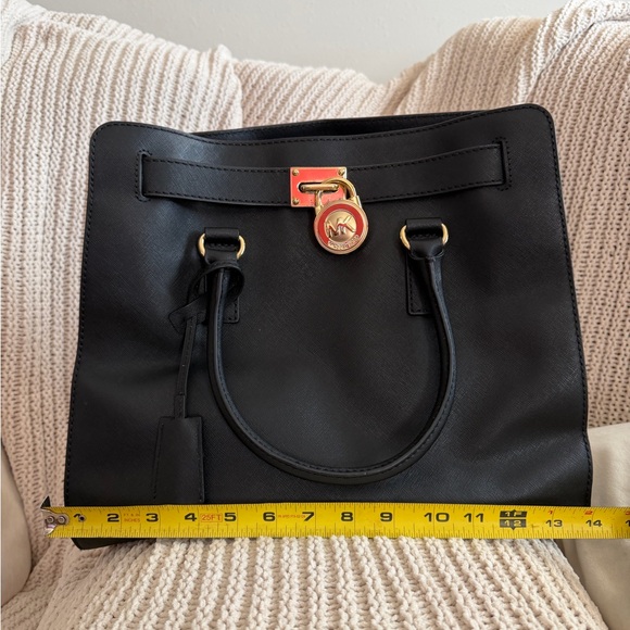 SALE! Michael Kors Hamilton Large Satchel 30S2GHMT3L Black Saffiano Finish - Picture 4 of 11